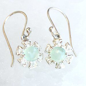 Genuine Aquaprase(TM) .925 Dangle Earrings Silver Stamped Exotic Gemstone